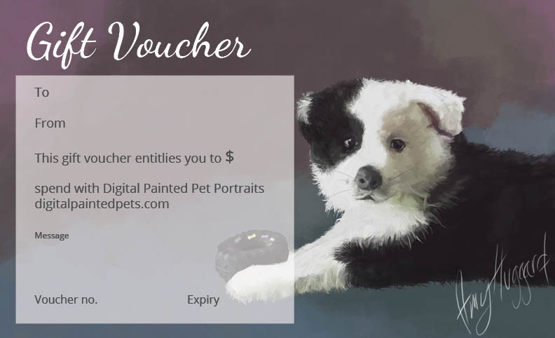 Digital Painted Pet Portraits Australia Gift Vouchers